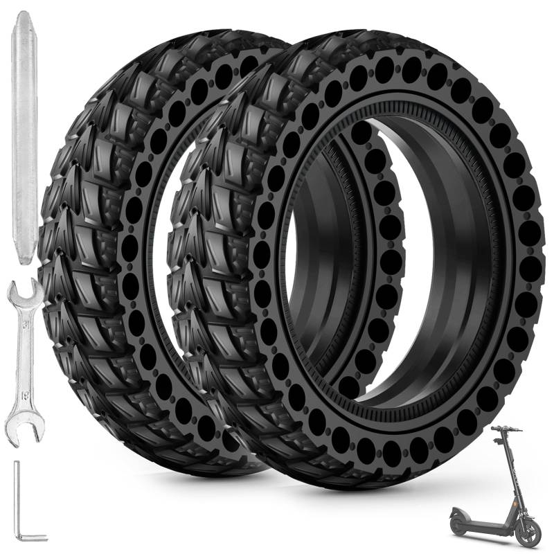 8.5 Zoll E Scooter Reifen - 8.5x2 zoll Vollgummireifen,50/75-6.1 E Scooter Solid Reifen,Keine Inflation,8 1/2 x2 Ersatzreifen für Xiaomi Pro 2 / M365 / M365 Pro / 1S / 3/3 Lite/Essential von LEYMENCOJ