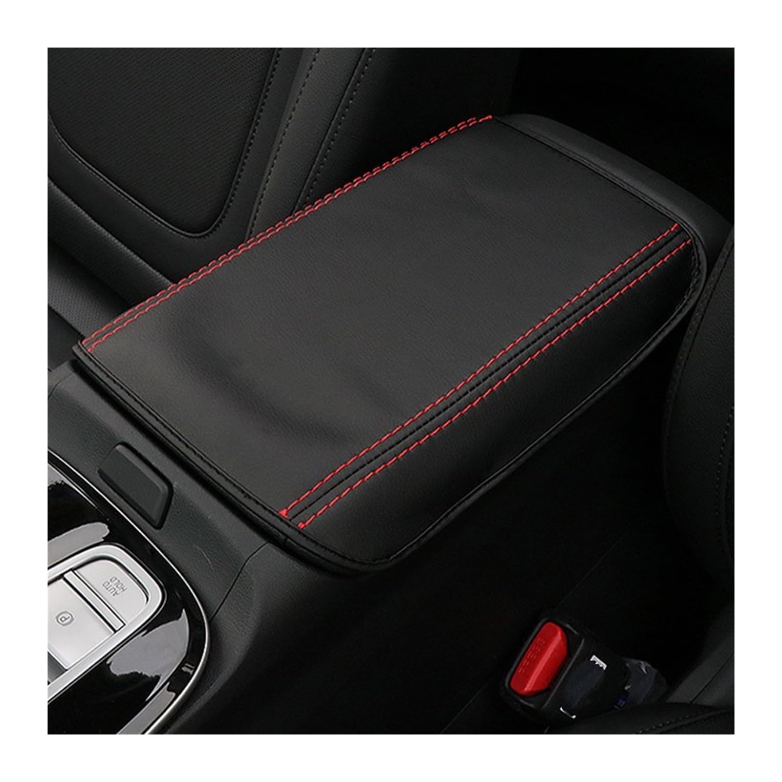 Auto deko Innenraum Für Hyundai Für Tucson 2021 2022 NX4 Hybrid Auto Center Konsole Sitz Box Pad Armlehne Abdeckung Schutzhülle Auto Innenausstattung(Black Red Line) von LEZFXDOX