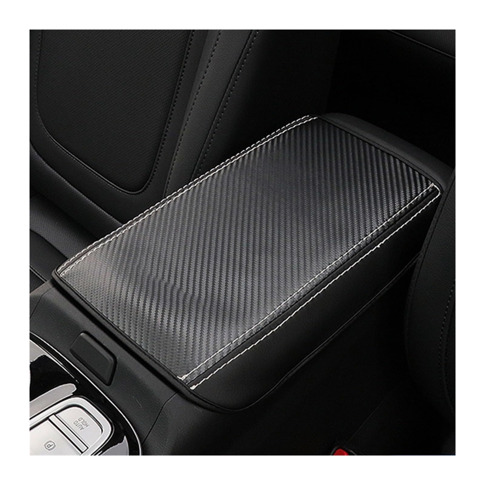 Auto deko Innenraum Für Hyundai Für Tucson 2021 2022 NX4 Hybrid Auto Center Konsole Sitz Box Pad Armlehne Abdeckung Schutzhülle Auto Innenausstattung(Carbon Fiber) von LEZFXDOX