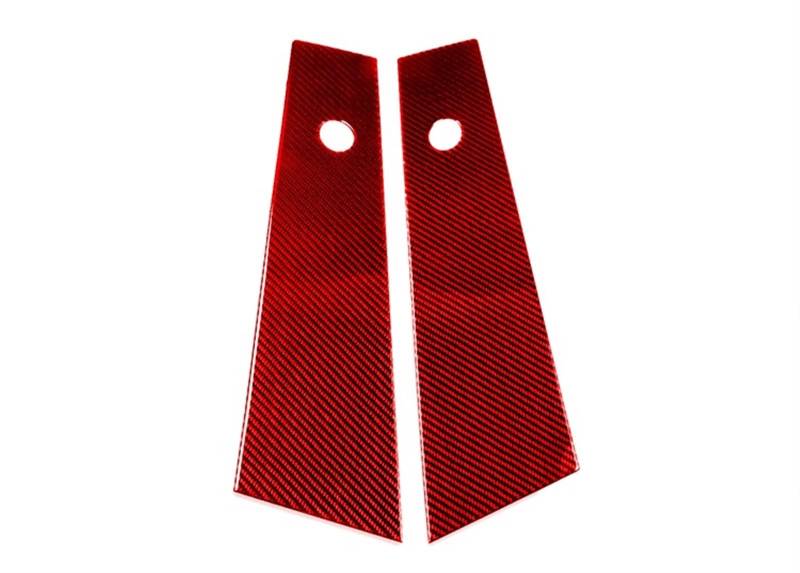 Auto deko Innenraum Für Tesla Für Modell Y/3 Red Carbon Fiber Innen Dashboard Panel Aufkleber Center Konsole Getränkehalter Lenkrad Abdeckung Trim Streifen Auto Innenausstattung(B Pillar 2Pcs) von LEZFXDOX