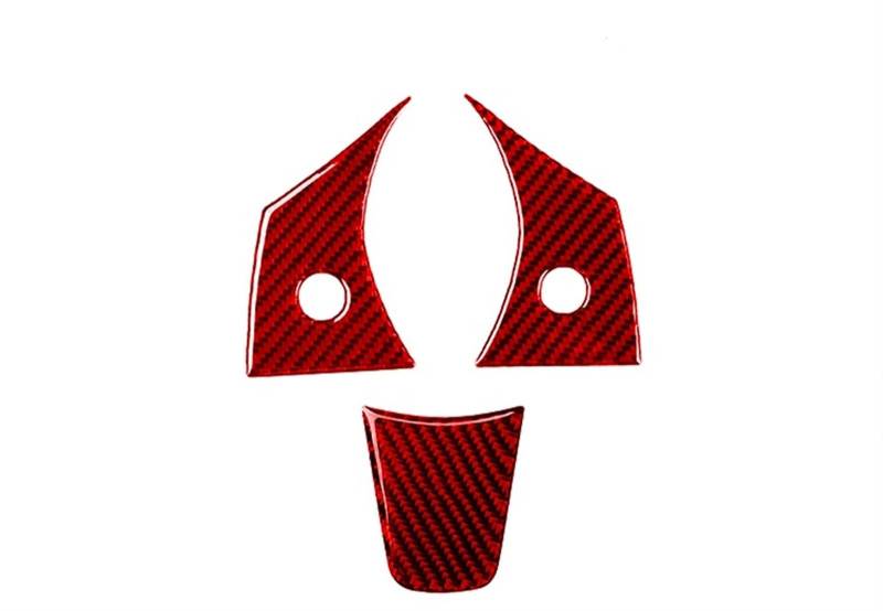 Auto deko Innenraum Für Tesla Für Modell Y/3 Red Carbon Fiber Innen Dashboard Panel Aufkleber Center Konsole Getränkehalter Lenkrad Abdeckung Trim Streifen Auto Innenausstattung(Steering Botton 3Pcs) von LEZFXDOX