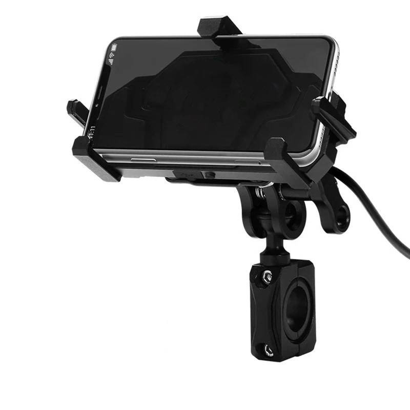 Handyhalter Motorrad Universal Motorrad Stoßfest Navigation Handy Halter Stoßdämpfung Aluminium Legierung 3,0 Schnell Ladegerät Telefon Halter Motorrad Handy Halterung(B-Charging Handlebar) von LEZFXDOX