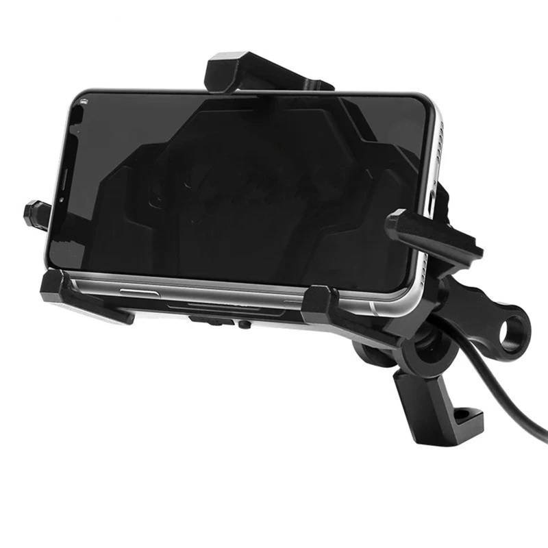 Handyhalter Motorrad Universal Motorrad Stoßfest Navigation Handy Halter Stoßdämpfung Aluminium Legierung 3,0 Schnell Ladegerät Telefon Halter Motorrad Handy Halterung(B-Charging Mirror) von LEZFXDOX