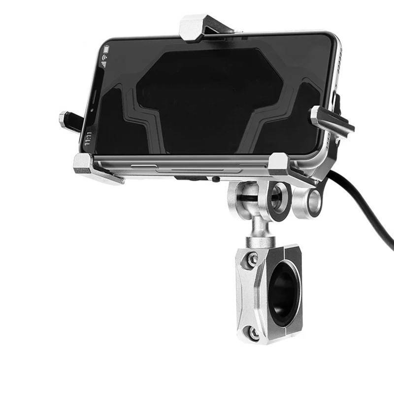 Handyhalter Motorrad Universal Motorrad Stoßfest Navigation Handy Halter Stoßdämpfung Aluminium Legierung 3,0 Schnell Ladegerät Telefon Halter Motorrad Handy Halterung(S-Charging Handlebar) von LEZFXDOX