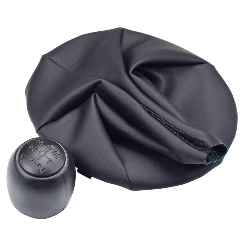 LEZFXDOX Schaltknaufabdeckung Für FIAT 500 500C Für Panda 2003-2012/5 Geschwindigkeit Getriebe Shift Shifter Knob Ball Mit Leder Gamasche Boot Abdeckung Auto Schaltknauf Abdeckung(Black-Set) von LEZFXDOX