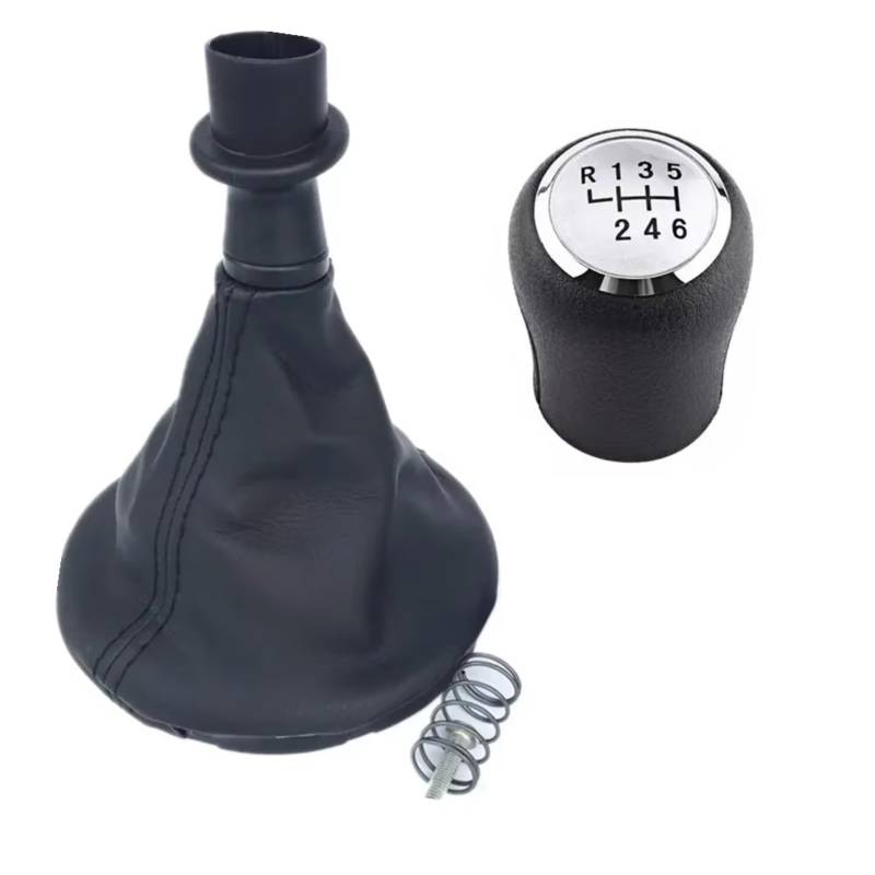 schaltknüppel Für VW Für Transport T5 T5.1 T6 2005-2015 5-Gang-Auto-Schaltknauf Gamasche Kofferraumabdeckung schaltknopf(Silver 6 Speed) von LEZFXDOX