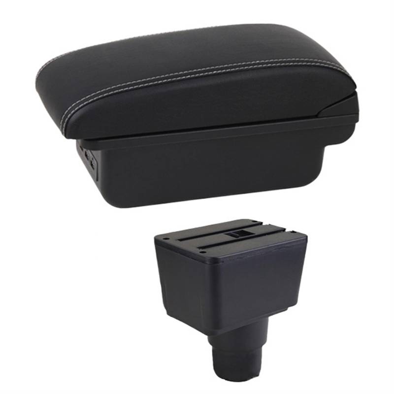LFDTO Armlehne Box Fit for Ford Ecosport 2018 2019 2020 2021 Armlehne Mittelkonsole Lagerung USB Auto Zubehör (Size : C1 White Line) von LFDTO