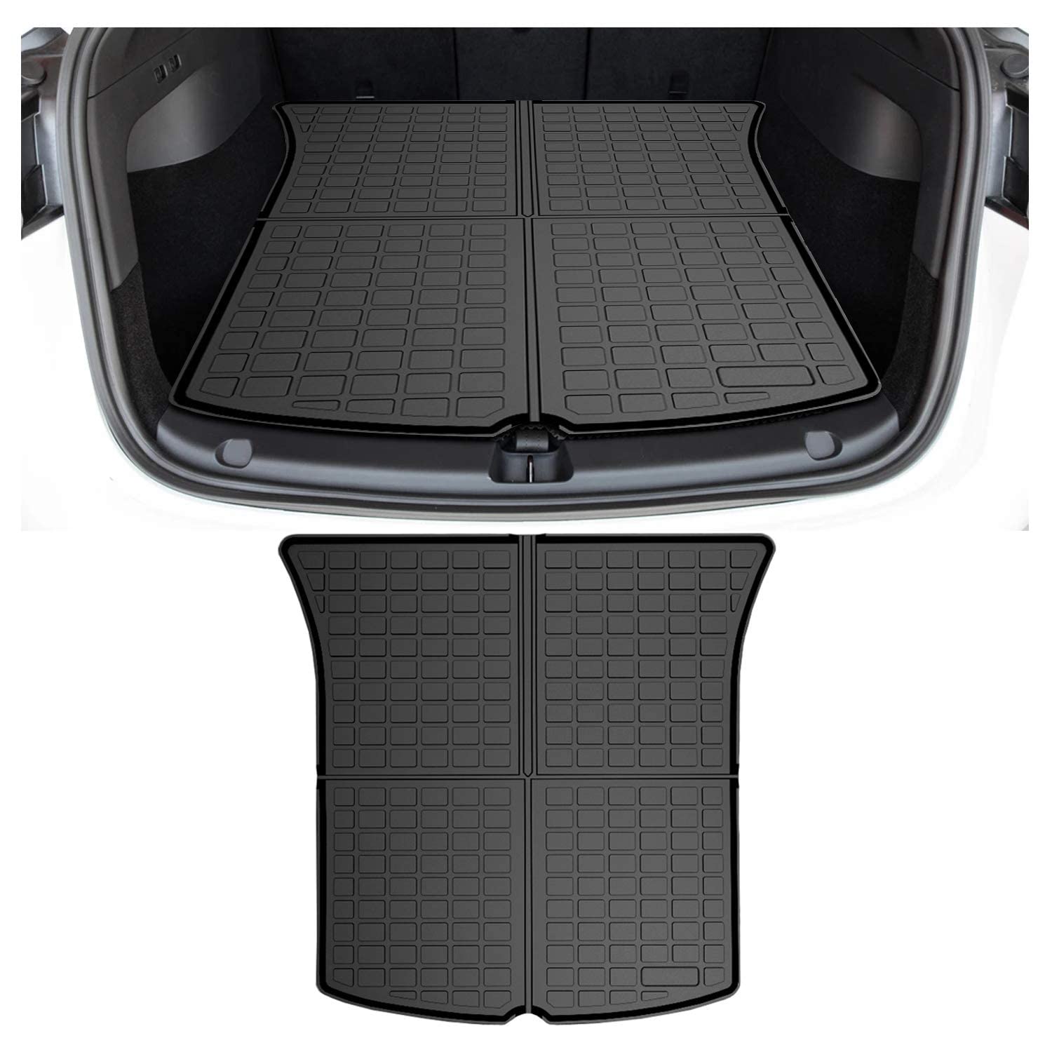LFOTPP Kofferraummatten für Tesla Model Y 2021 2022 2023, Model Y (5-Sitzer) Wasserdicht Kofferraum Schutzmatte, Langlebig rutschfest TPE Kofferraummatte, Model Y Zubehör von LFOTPP