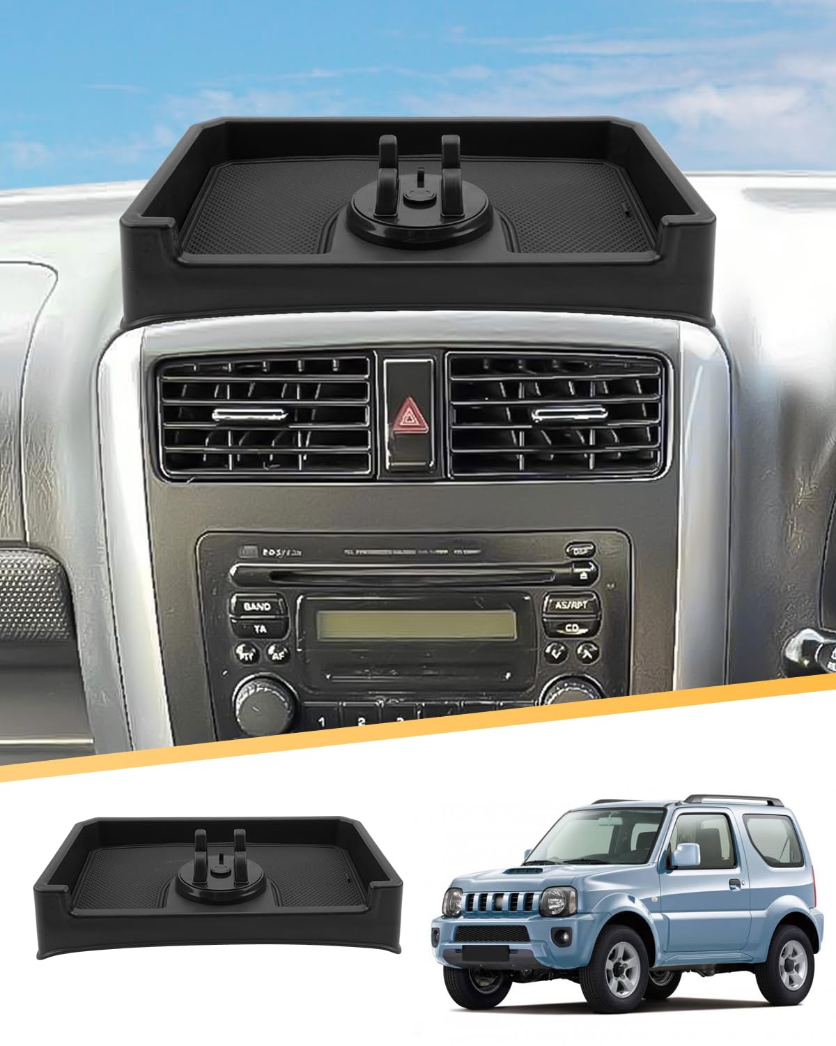 LFOTPP Auto Mittelkonsole Aufbewahrungsbox mit 360° Verstellbar Telefonhalter für Jimny JB23 JB33 1998-2018, Jimny JB23 Zubehör Dashboard Organizer Box Ablagen Tablett Armaturenbrett Tray LFOTPP Auto Mittelkonsole Aufbewahrungsbox mit 360° Verstellbar Telefonhalter für Jimny JB23 JB33 1998-2018, Jimny JB23 Zubehör Dashboard Organizer Box Ablagen Tablett Armaturenbrett Tray von LFOTPP