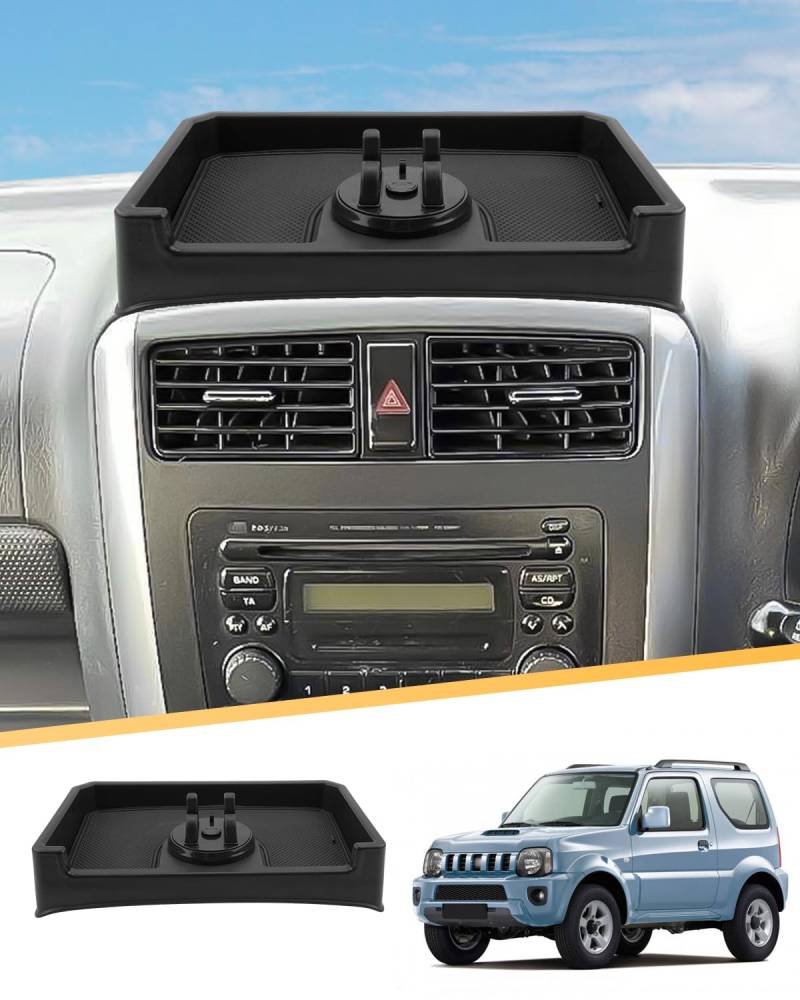 LFOTPP Auto Mittelkonsole Aufbewahrungsbox mit 360° Verstellbar Telefonhalter für Jimny JB23 JB33 1998-2018, Jimny JB23 Zubehör Dashboard Organizer Box Ablagen Tablett Armaturenbrett Tray von LFOTPP