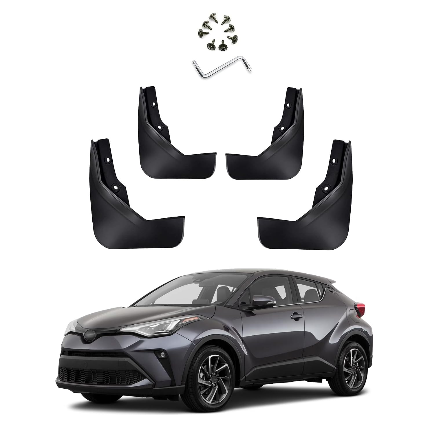 LFOTPP Kompatibel mit Toyota C-HR CHR 2016-2023 Auto Schmutzfänger, CHR ZYX10/NGX50 Zubehör Kotflügel ABS Kunststoff Vorne und hinten Spritzschutz Radschutz Kein Bohren Nötig [4 Stück] von LFOTPP