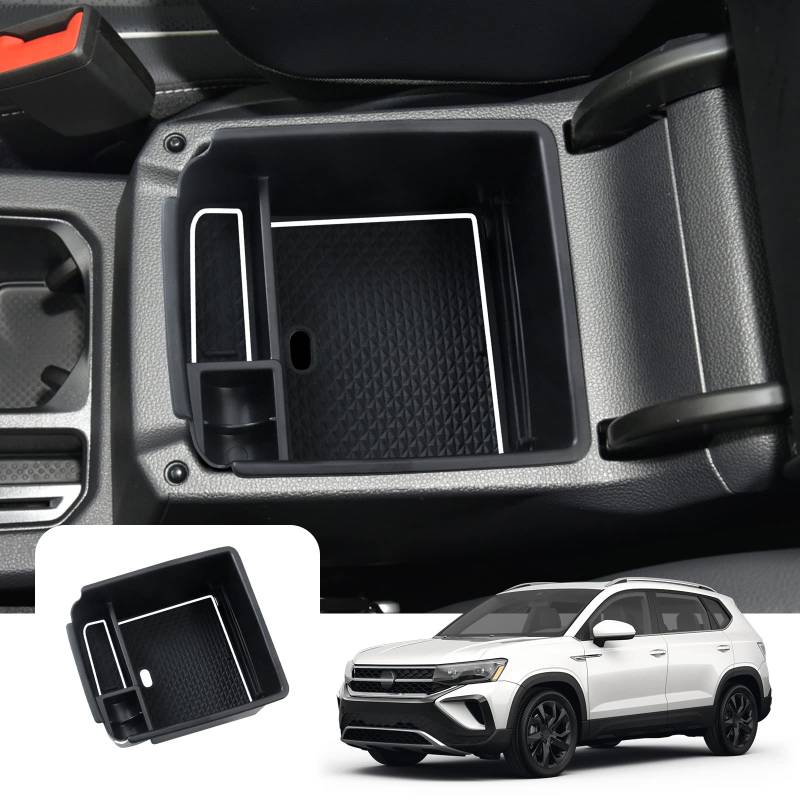 LFOTPP Car Armrest Organizer for Tarraco/V W Tiguan 2 MK2 SWB LWB, Ti-guan 2 Center Console Armrest Tray, Seat Tarraco Glove Compartment Storage Box Ti-guan Interior Accessories (Weiß) von LFOTPP