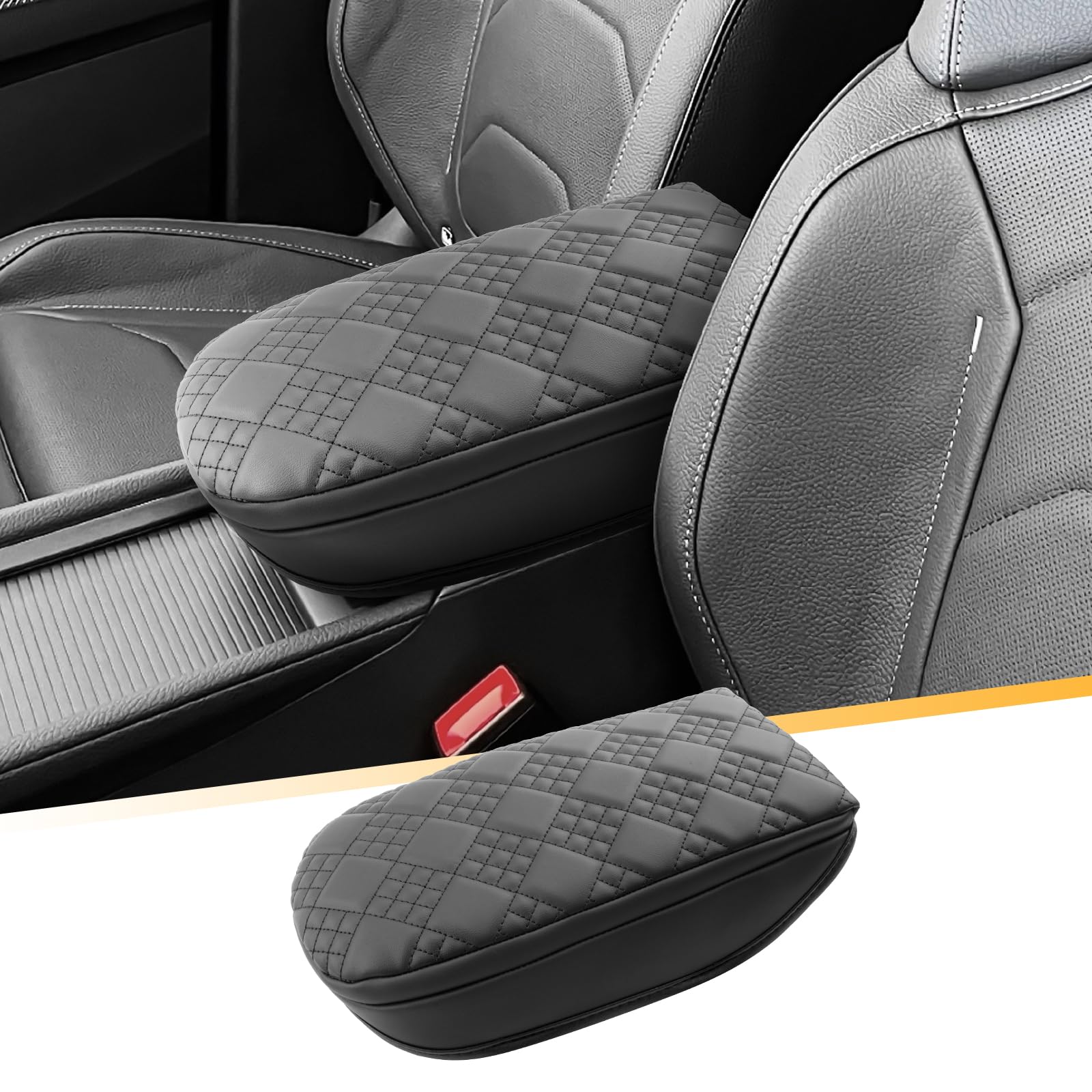 LFOTPP Für Skoda Kodiaq ii 2024-2025 2026 Mittelarmlehne Abdeckung, Kodiαq 2 RS/Sportline Zubehör Dicke Baumwollfüllung Armlehnenbezüge Kissen PU-Leder Armlehnen Schutz (3cm Dicke) von LFOTPP