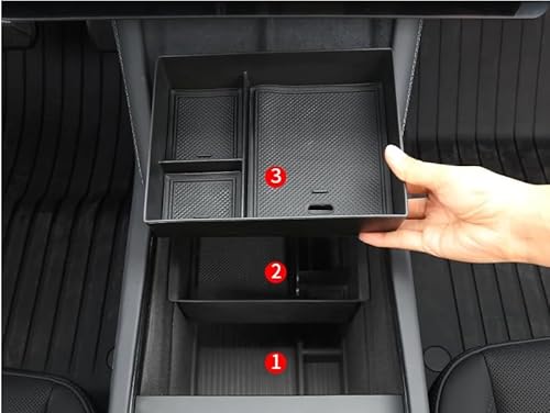 LFOTPP Für TES-la Model 3 Highland 2024 2025 Aufbewahrungsbox, Model 3 2024 Highland Mittelkonsole Armlehne Organizer Gruppe Verstauen Aufräumen Zubehör [3 Stück] von LFOTPP
