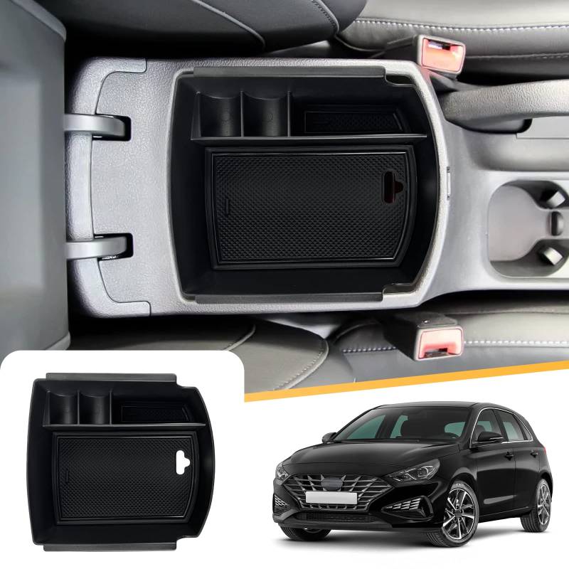 LFOTPP Kompatibel mit 2017-2025 Hyunda-i i30/ i30 N Line Mittelkonsole Aufbewahrungsbox, Armlehne Organizer Tray Handschuhfach Unten die Mittelkonsole, i30 Zubehör Storage Box von LFOTPP