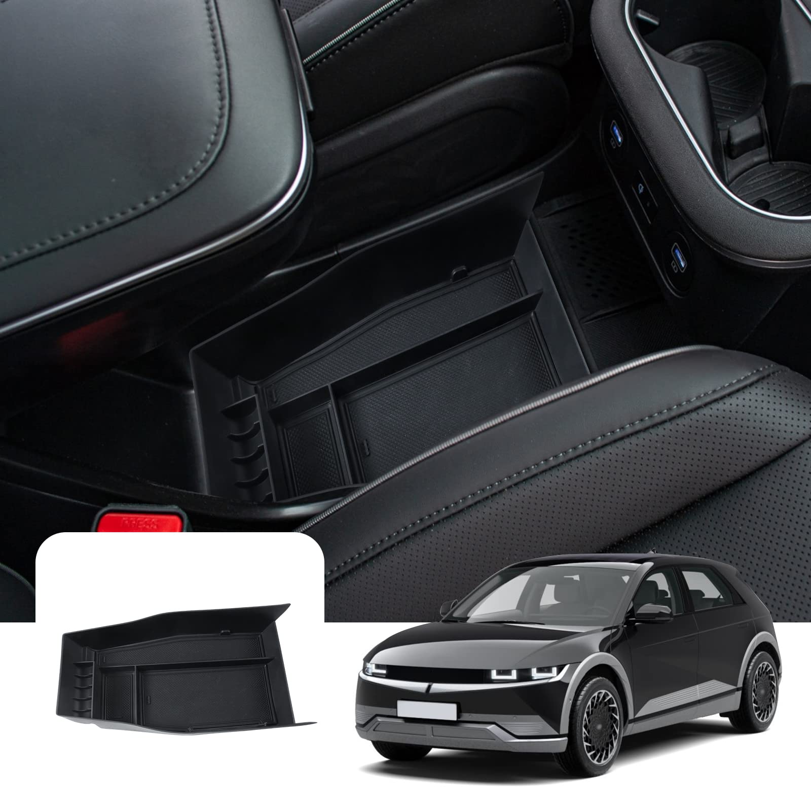 LFOTPP Kompatibel mit Hyunda-i Ioniq 5 2021-2023 Mittelkonsole Aufbewahrungsbox, Armlehne Organizer Tray Handschuhfach Unten die Mittelkonsole, Ioniq 5 Zubehör Storage Box (Schwarz) LFOTPP Kompatibel mit Hyunda-i Ioniq 5 2021-2023 Mittelkonsole Aufbewahrungsbox, Armlehne Organizer Tray Handschuhfach Unten die Mittelkonsole, Ioniq 5 Zubehör Storage Box (Schwarz) von LFOTPP
