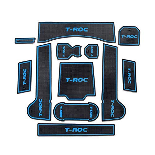 LFOTPP Kompatibel mit T-ROC Auto Styling Innentür Gummi Matte Becherhalter Slot Pad Rubber Mats (Blue) von LFOTPP