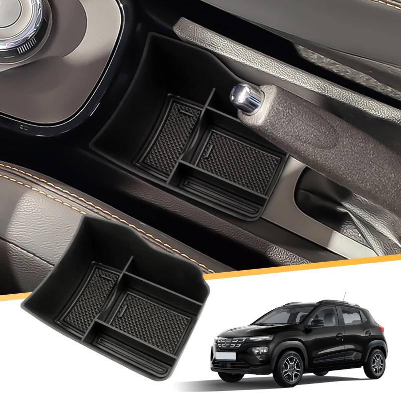 LFOTPP Mittelkonsole Aufbewahrungsbox Für Dacia Spring Electric EV, Vor der Handbremse Mittelarmlehne Organizer Storage Box Innen, Dacia Spring Zubehör von LFOTPP