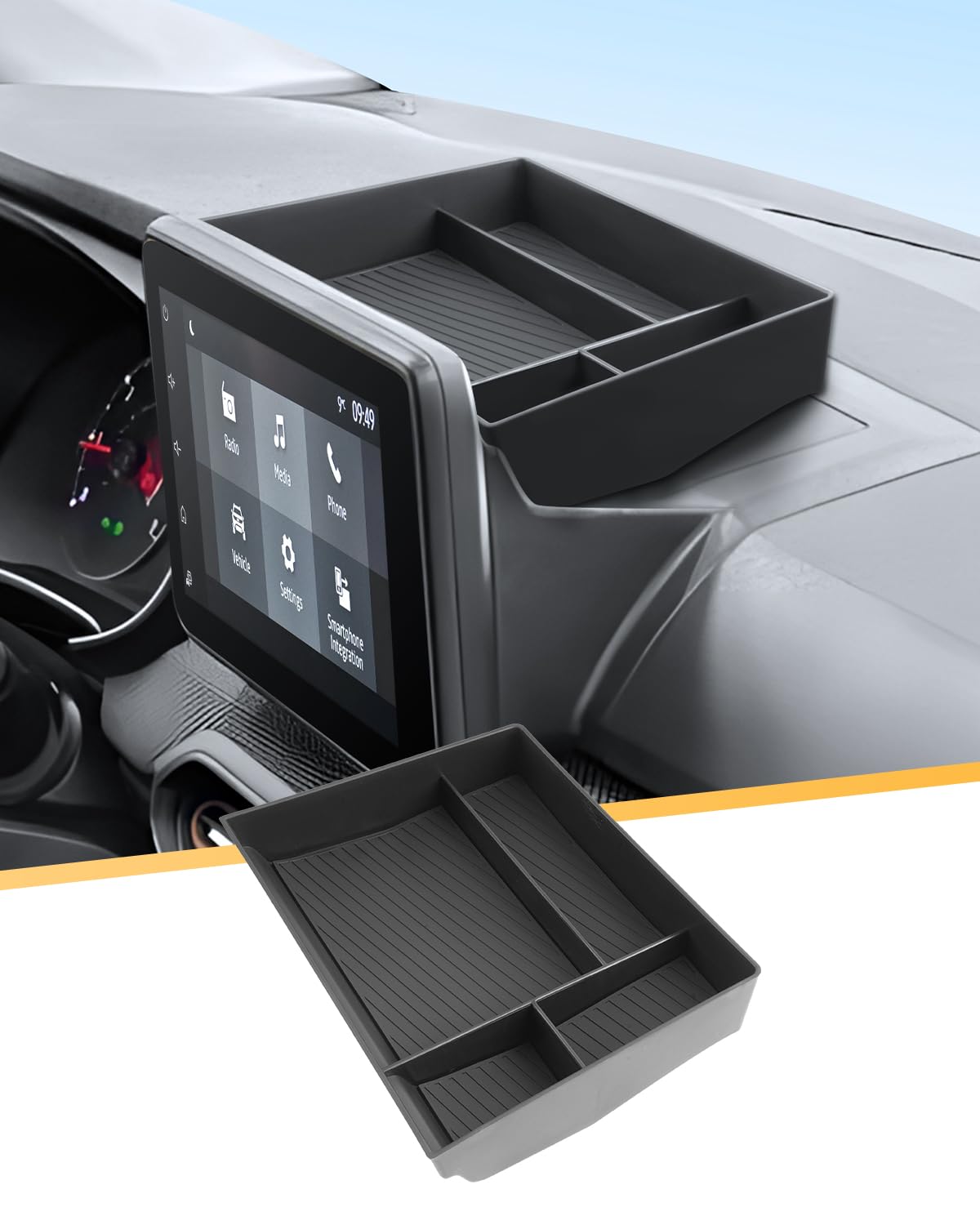 LFOTPP Mittelkonsole Aufbewahrungsbox für Dacia Sandero 3/ Stepway 3 /Dacia Jogger 2022-2025 Hinter dem Bildschirm Dash Instrumententafel (8 zoll) Ablagen Tray, Sandero 3 Stepway Zubehör von LFOTPP