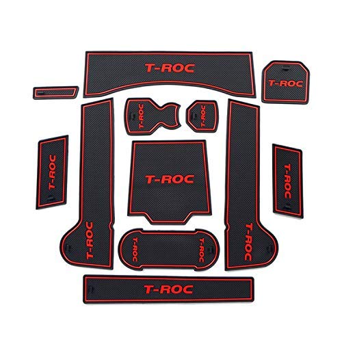 LFOTPP Kompatibel mit T-ROC Auto Styling Innentür Gummi Matte Becherhalter Slot Pad Rubber Mats (Red) von LFOTPP