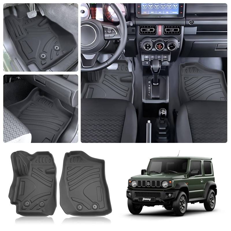 LFOTPP TPE Fussmatte Set Kompatibel mit Suz-uki Jimny JB64/JB74 (Automatikgetriebe) 2021+, 3D Gummi Allwetter Antirutsch Fußmatten Geruchsfrei Antifouling, Jimny JB64 JB74 Zubehör von LFOTPP