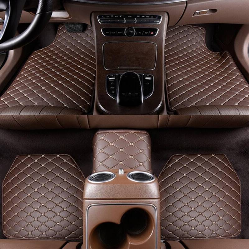 5 Stück Leder Auto Fußmatten für BMW 7 Series E65 E66 E67 E68 F01 F02 F03 F04, Wasserdicht Anti-Rutsch Teppich Matten Vorne Hinten Schutz Bodenmatten,B Brown von LGTT