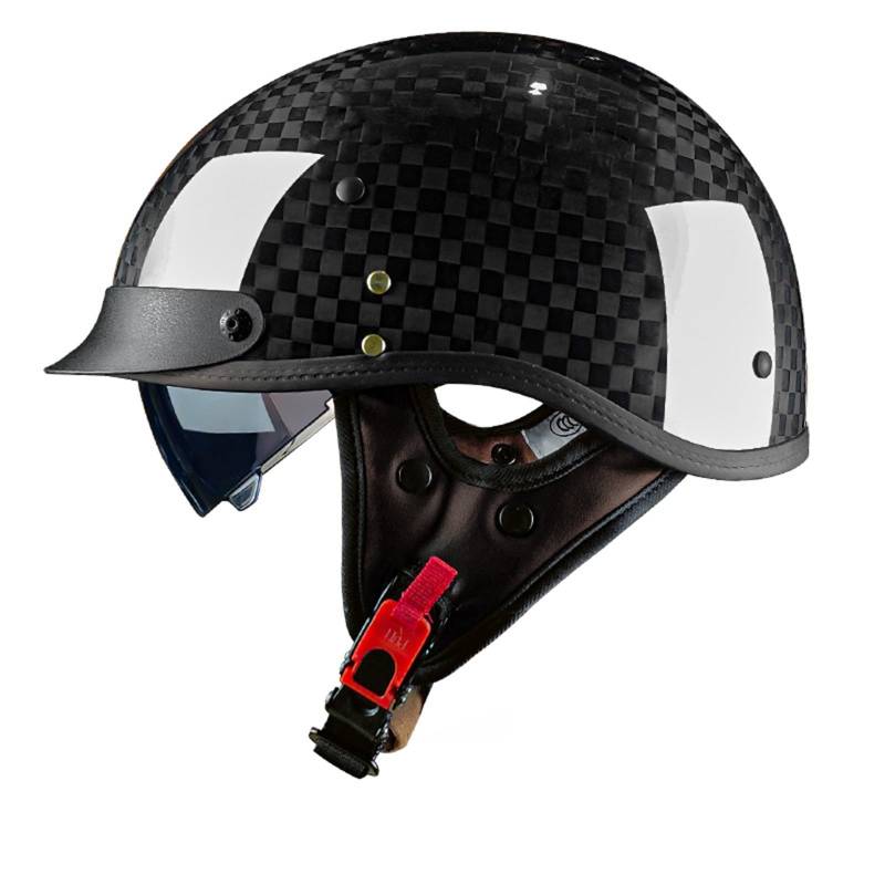 Halbhelme Motorrad, Ece Zertifiziert Retro Open Face Helm, Mit Visier Brille Herausnehmbares Innenfutter, Für Männer Frauen Fahrrad Cruiser Chopper Moped Roller D,L=(59-60CM) von LHBM