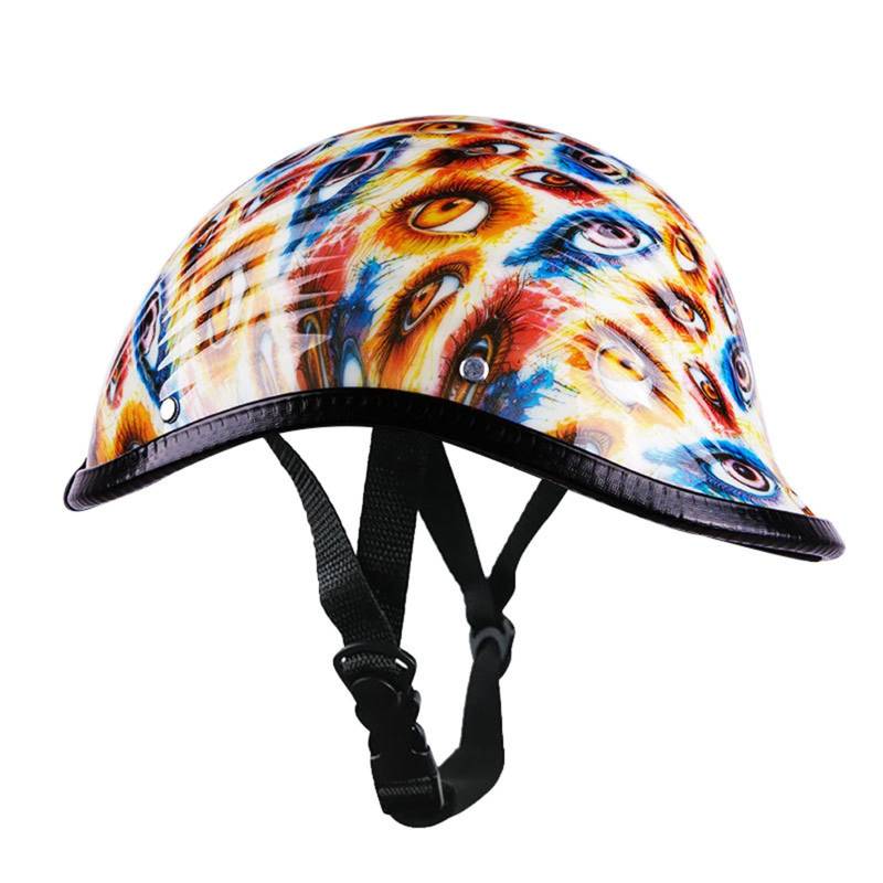 Halbhelme Motorrad Retro, Ece Zertifiziert Baseball Kappe Offener Helm, abs-Schale Kombiniert Mit Eps-Pufferschicht Atmungsaktives Futter, Für Herren Damen Fahrrad Moped Roller F,M=(57-58CM) von LHBM