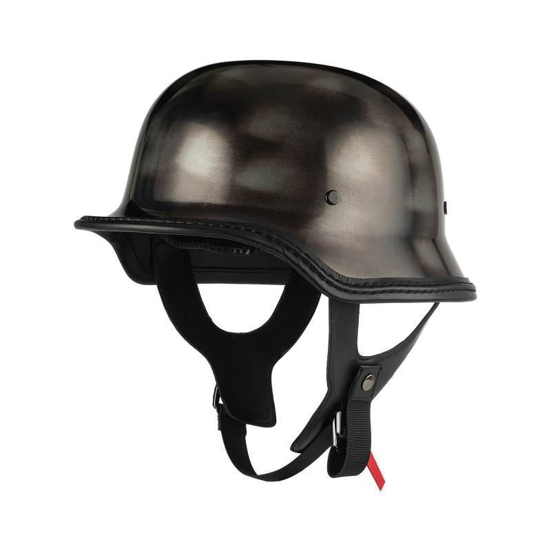 Halbhelme Motorradhelm Wehrmacht Style, Ece Zertifiziert Retro Open Face Helm, Herren Damen Erwachsene Abs-Schale Eps-Pufferschicht, Für Bike Cruiser Chopper Moped Scooter B,L=(59-60CM) von LHBM