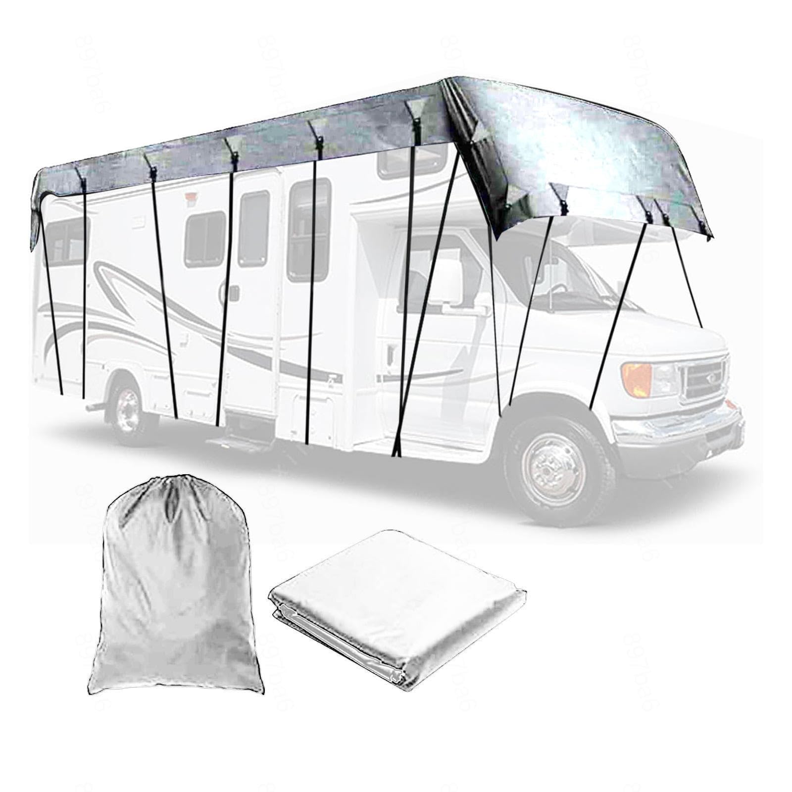 LHCXKJGS Wohnwagen Plane 210D Oxford-Gewebe Wohnmobilabdeckungen Zusammenklappbar, Leicht Zu Reinigen Wohnmobilausstattung Geeignet Für Jede Jahreszeit Und Jedes Klima,Grey-7.5m×3m von LHCXKJGS