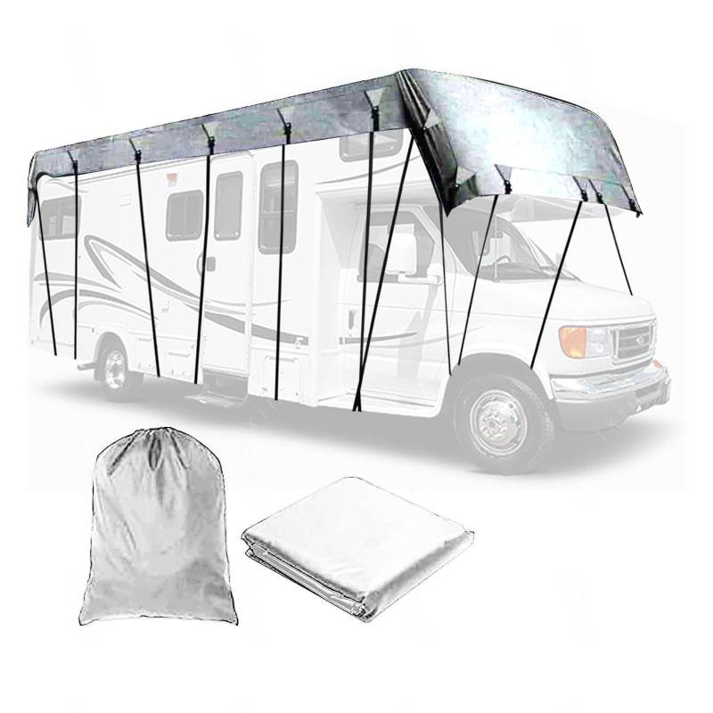 LHCXKJGS Wohnwagen Plane 210D Oxford-Gewebe Wohnmobilabdeckungen Zusammenklappbar, Leicht Zu Reinigen Wohnmobilausstattung Geeignet Für Jede Jahreszeit Und Jedes Klima,Grey-7.5m×3m von LHCXKJGS
