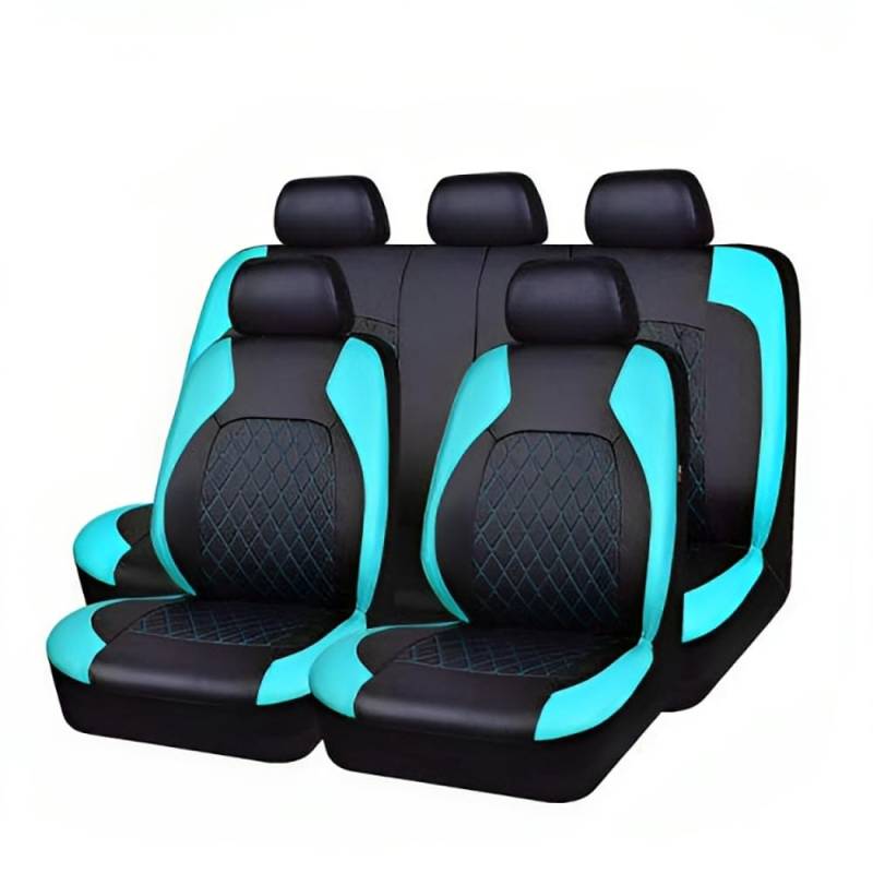 9 Stück Auto Leder Sitzbezüge Set Allwetter Wasserdicht Atmungsaktiv Schonbezug Autozubehör, für Ford Puma K2 / Puma St K2 2020 2021 2022 2023 2024 2025 2026,C Green von LHMM