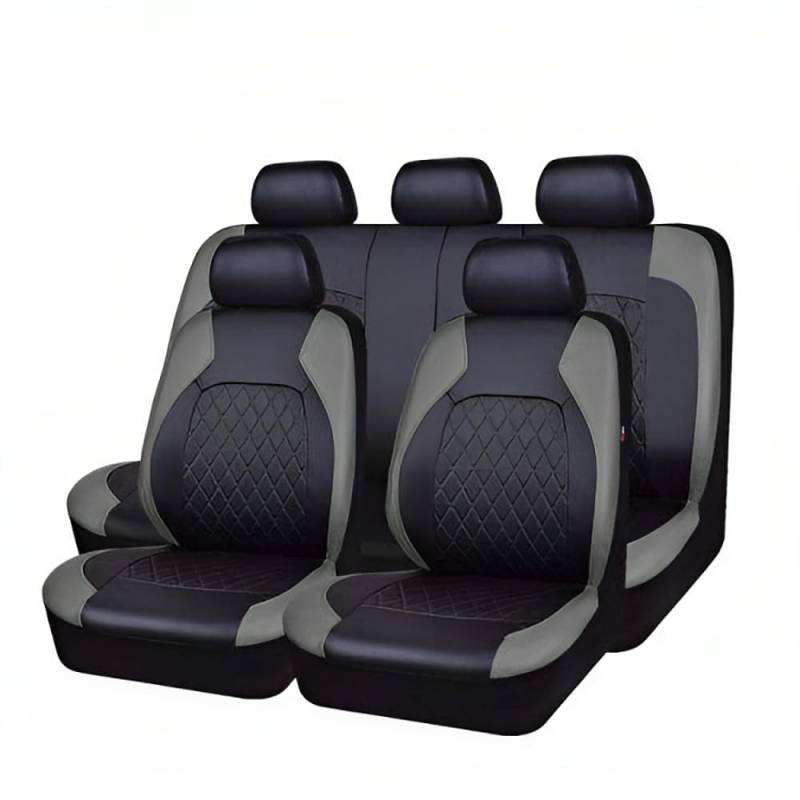 9 Stück Auto Leder Sitzbezüge Set Allwetter Wasserdicht Atmungsaktiv Schonbezug Autozubehör, für Ford Puma K2 / Puma St K2 2020 2021 2022 2023 2024 2025 2026,D Grey von LHMM
