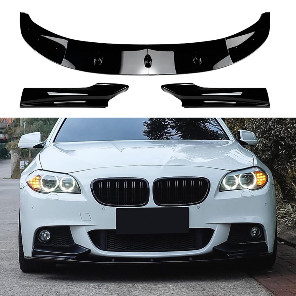 Auto Frontspoiler Stoßstange Lippe für BMW 5 Series F10 F11 M Sport 2011-2017, AntiKollision Frontstoßstange Diffusor Splitter Exterieur Protector Body Kit,A Gloss Black von LHMM