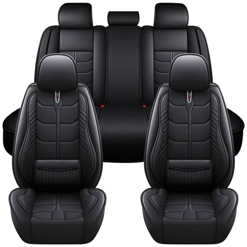 Auto Full Set Leder Sitzbezügesets, für Toyota Camry Hybrid 2.5L I4 2022-2024 Wasserdicht Kunstleder Automotive Sitzbezüge Verschleißfest Autositzschutz,Black-Standard von LHMM