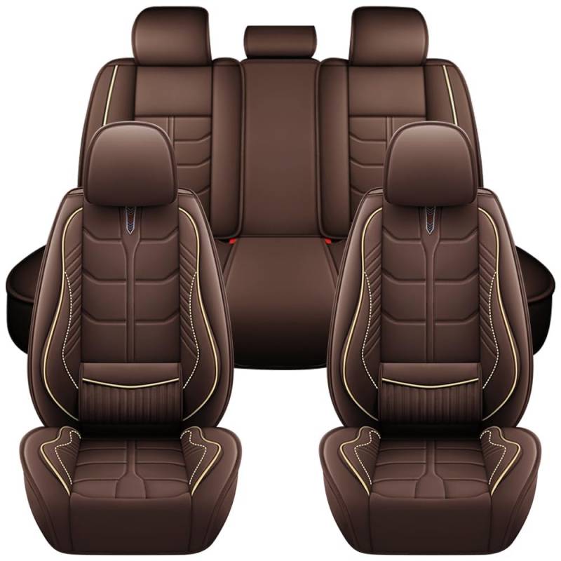 Auto Full Set Leder Sitzbezügesets, für Toyota Corolla 1.5L I3 2021-2024 Wasserdicht Kunstleder Automotive Sitzbezüge Verschleißfest Autositzschutz,Coffee-Standard von LHMM