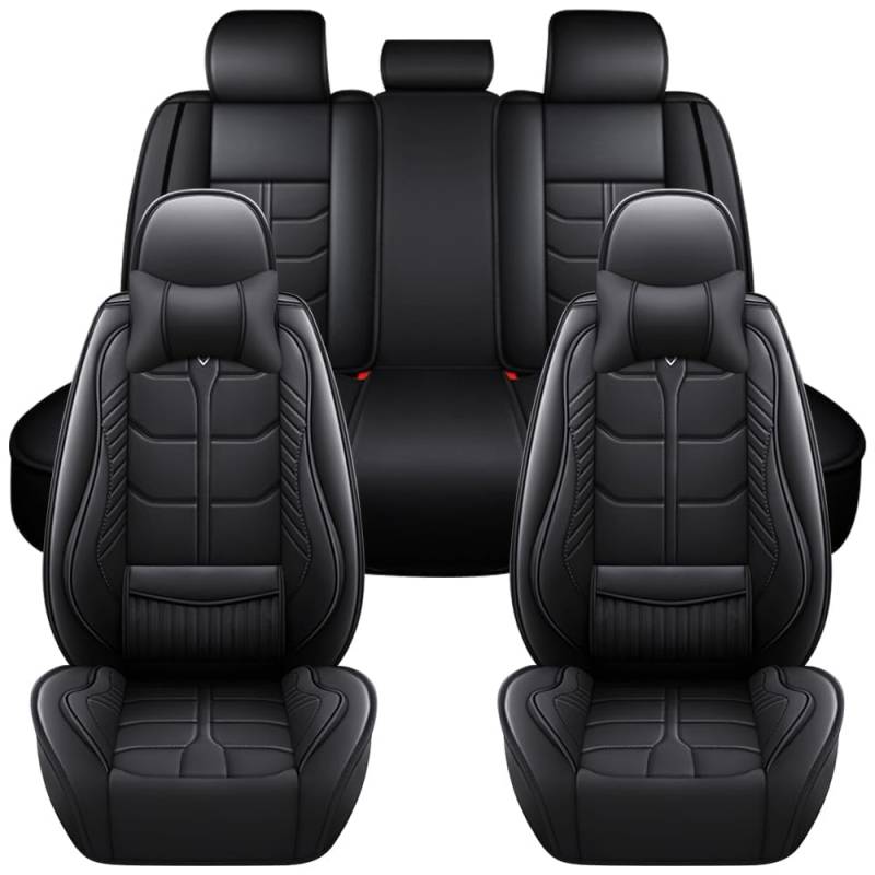 Auto Full Set Leder Sitzbezügesets, für Toyota Corolla 1.8L I4 Hybrid 2020-2024 Wasserdicht Kunstleder Automotive Sitzbezüge Verschleißfest Autositzschutz,Black-Luxury von LHMM