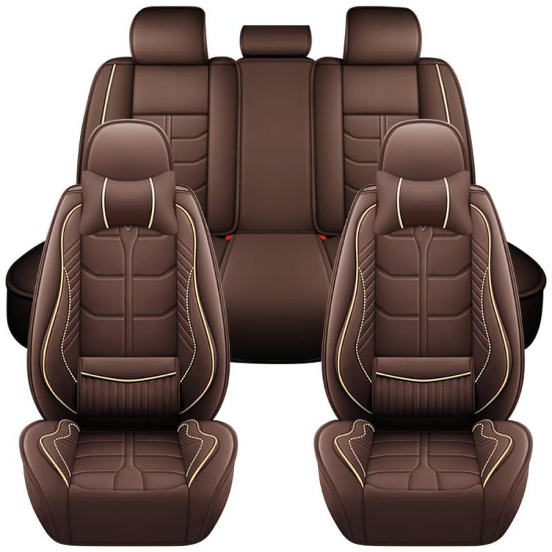 Auto Full Set Leder Sitzbezügesets, für Toyota Corolla Hybrid 1.8L I4 2022-2024 Wasserdicht Kunstleder Automotive Sitzbezüge Verschleißfest Autositzschutz,Coffee-Luxury von LHMM