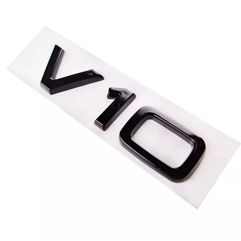 LHYFAGQK 3D ABS Chrom Silber Schwarz Auto Kotflügel Abzeichen Aufkleber Emblem Buchstaben Aufkleber V10 Logo Passend for Audi R8 Coupe RWD Performance Spyder Abzeichen Autoaufkleber(Glossy Black) von LHYFAGQK