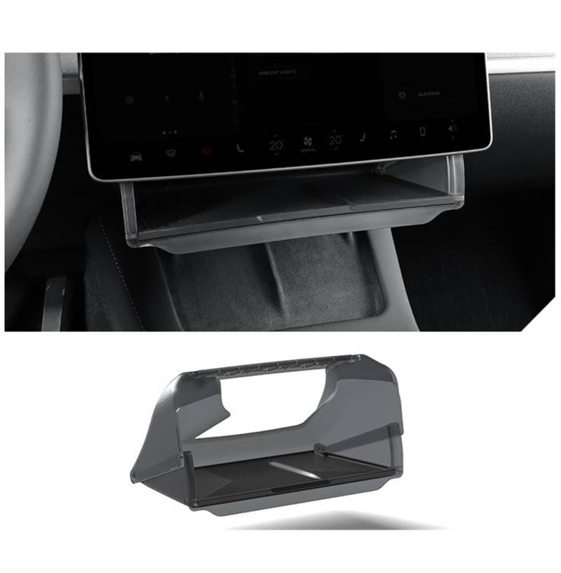 LHYUSHUN Mittelkonsolen-Organizer-Tablett für Tesla Model Y 2021–2024 und Modell 3 2021–2022, Aufbewahrungsbox zum Aufstecken unter dem Bildschirm, Armaturenbrett-Organizer, Taschentuchhalter von LHYUSHUN