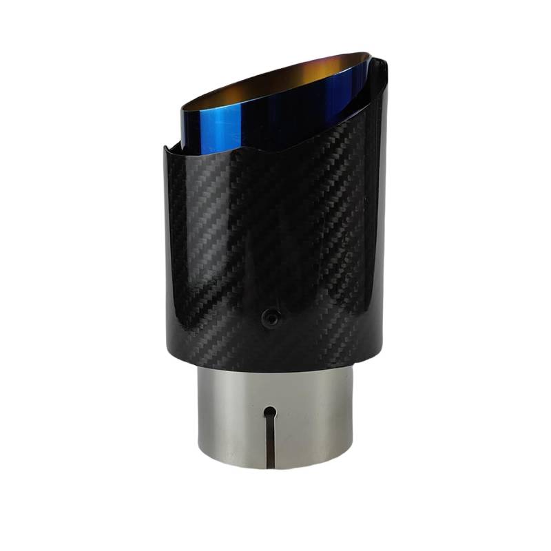 Auto Auspuff Endrohr 1 Stück Universal Auto Carbon Fiber Tail Throat Schalldämpfer Blau Plating Twill Glossy Schalldämpfer Auspuffdüse Spitze Auspuff Endrohr(51mm-101mm) von LIANGBAOS