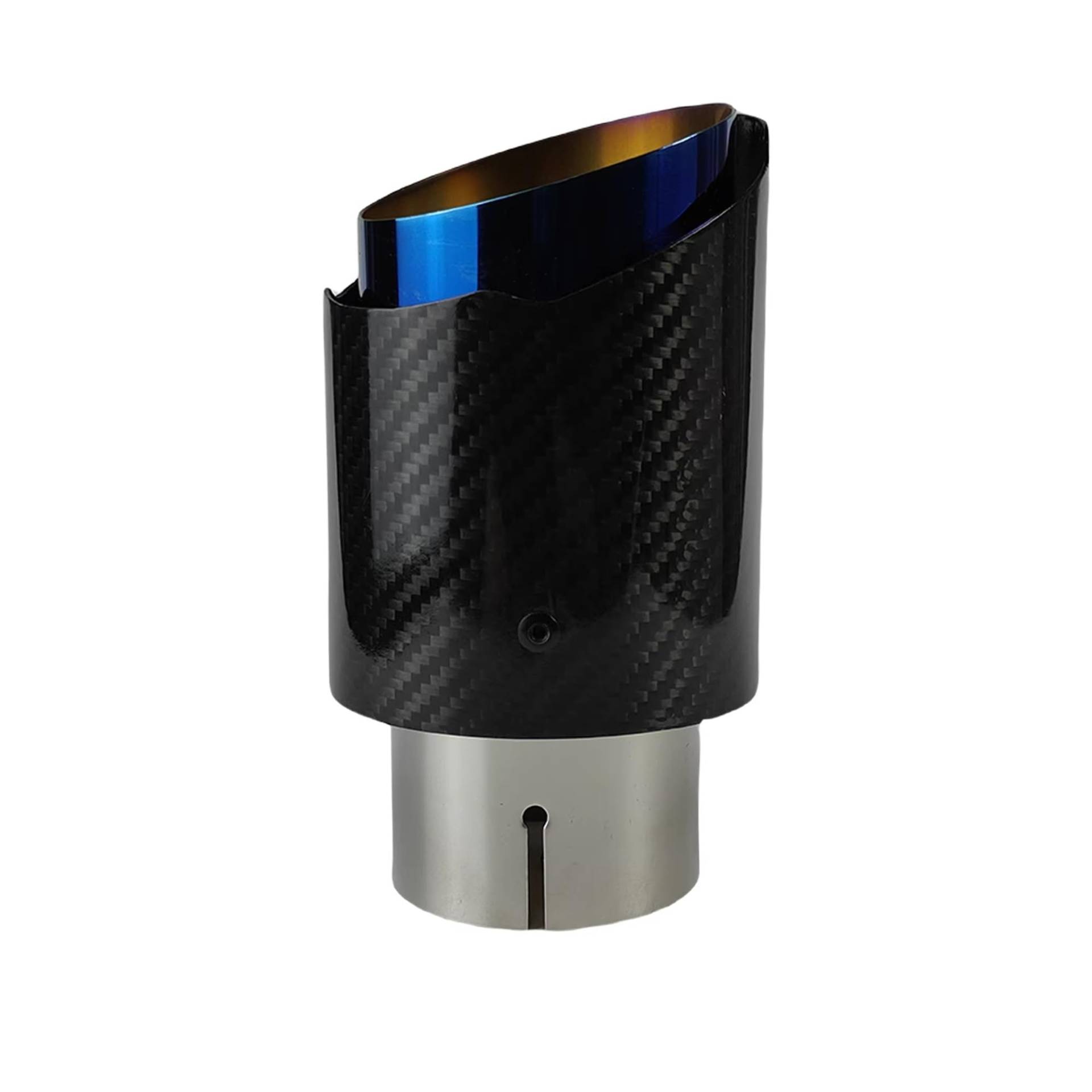 Auto Auspuff Endrohr 1 Stück Universal Auto Carbon Fiber Tail Throat Schalldämpfer Blau Plating Twill Glossy Schalldämpfer Auspuffdüse Spitze Auspuff Endrohr(60mm-101mm) von LIANGBAOS