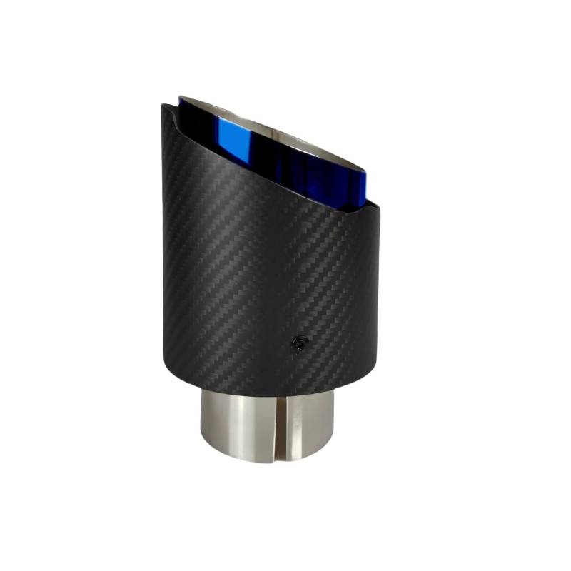 Auto Auspuff Endrohr 1 Stück Universal Auto Carbon Fiber Tail Throat Schalldämpfer Blau Plating Twill Matte Schalldämpfer Auspuffdüse Spitze Auspuff Endrohr(76.2mm-101mm) von LIANGBAOS