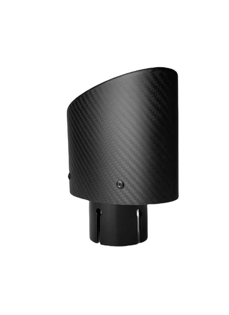 Auto Auspuff Endrohr 1 Stück Universal Auto Matte Carbon Faser Schalldämpfer Spitze Auspuffrohr Düse Oval 150mm Kippen Links Rechts Auspuff Endrohr(Bright Black-76.2mm) von LIANGBAOS