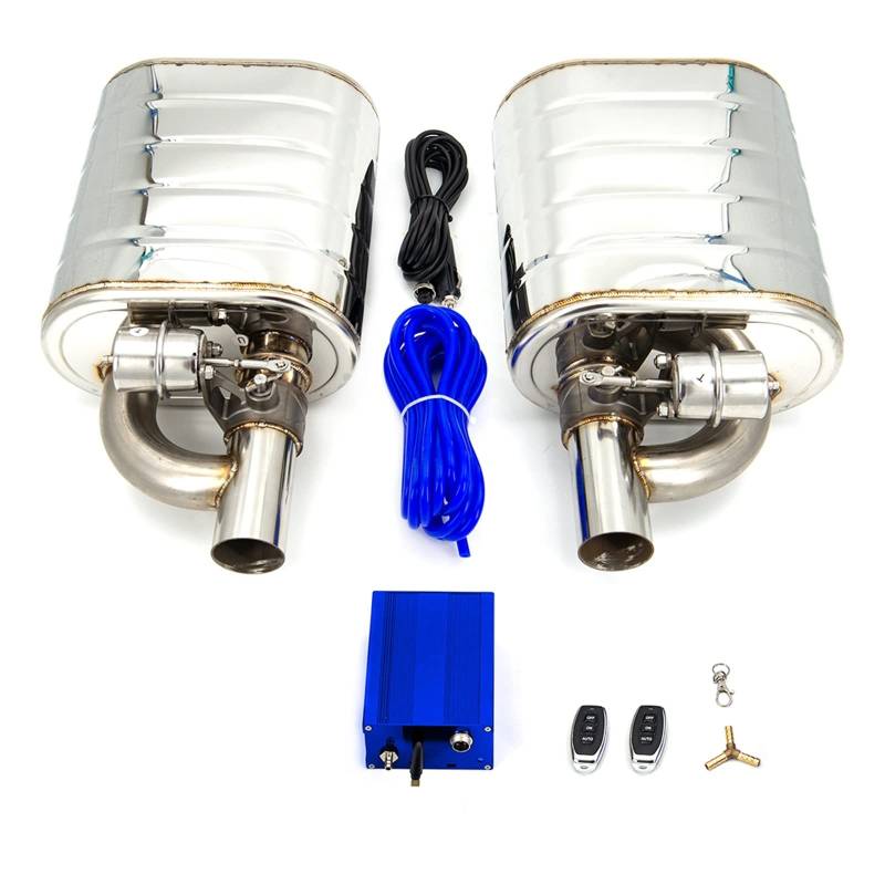 Auto Auspuff Endrohr 2/2.36/2.5/2.75/3 Zoll Auto Vakuum Auspuff Sounds Ventil Schalldämpfer Mit Doppel Fernbedienung Luftpumpe Auspuff Endrohr(63MM) von LIANGBAOS