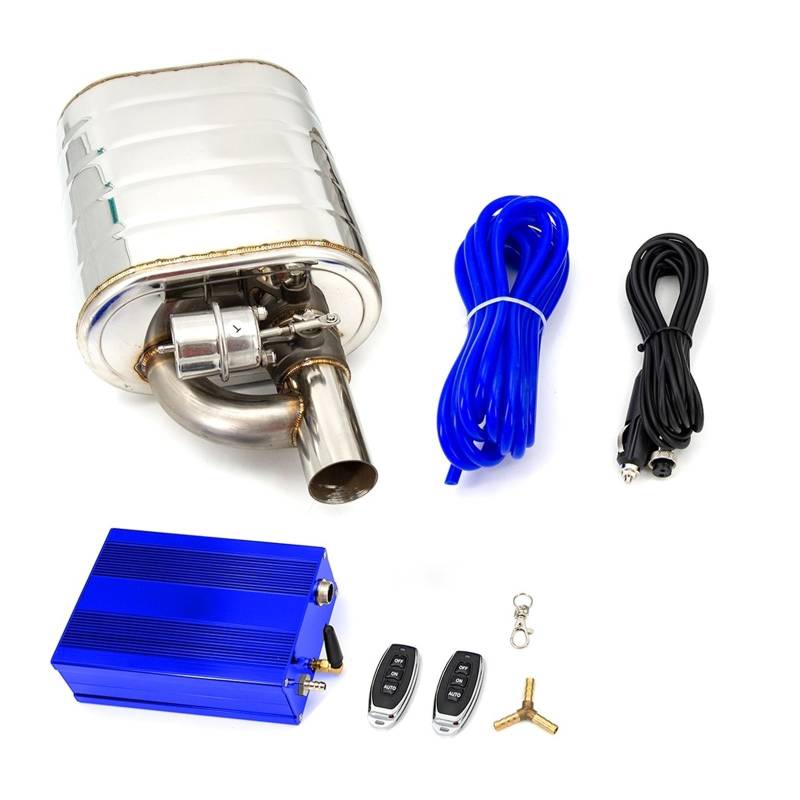 Auto Auspuff Endrohr 2 "/2,5"/2,75 "/3'' Zoll Auspuff Schalldämpfer Mit Dump Vakuum Ventil Edelstahl Auspuff Ausschnitt Fernbedienung Set Auspuff Endrohr(51MM Left with Pump) von LIANGBAOS