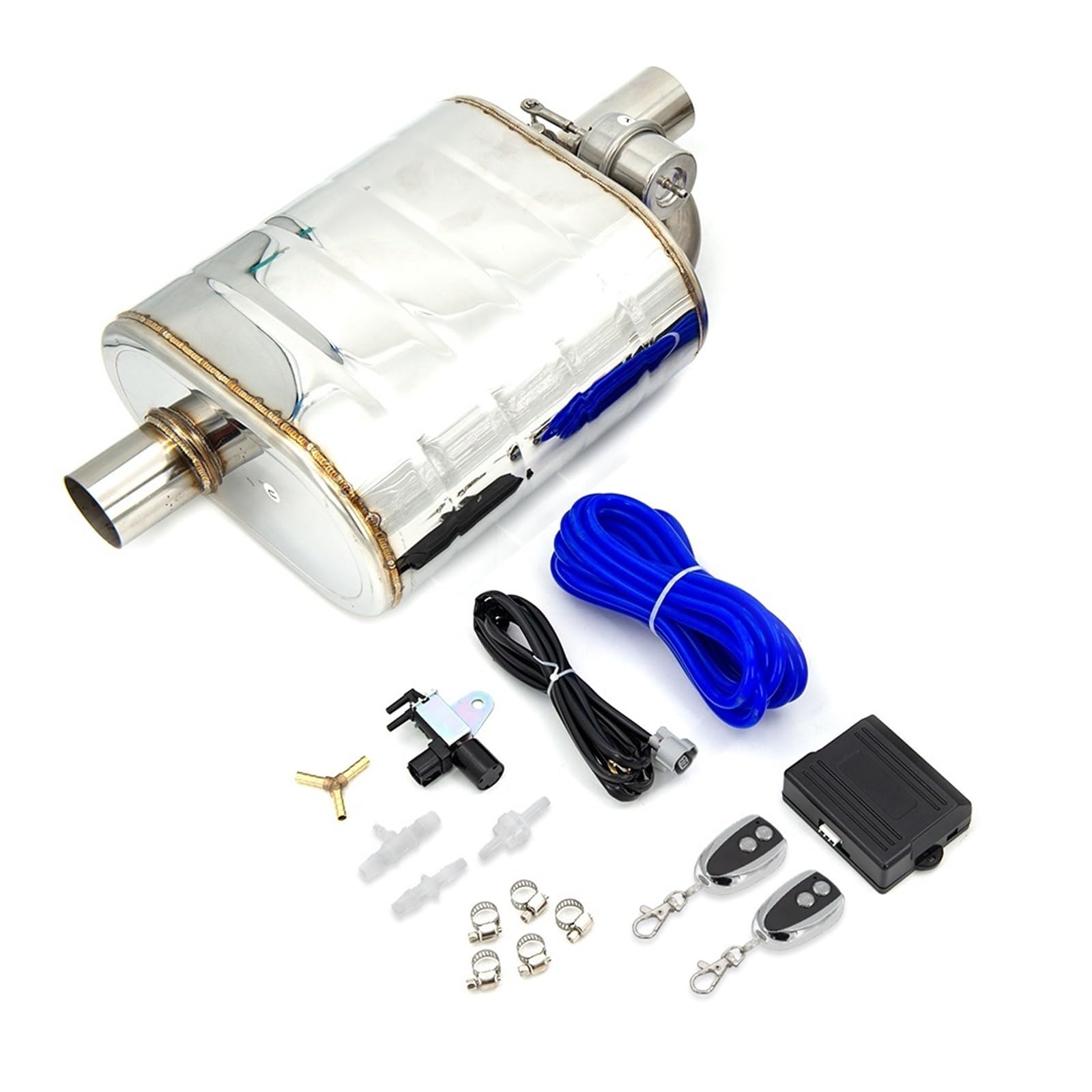 Auto Auspuff Endrohr 2 "/2,5"/2,75 "/3'' Zoll Auspuff Schalldämpfer Mit Dump Vakuum Ventil Edelstahl Auspuff Ausschnitt Fernbedienung Set Auspuff Endrohr(63MM Left control) von LIANGBAOS