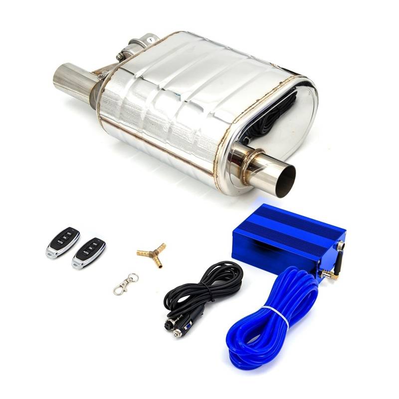 Auto Auspuff Endrohr 2 "/2,5"/2,75 "/3'' Zoll Auspuff Schalldämpfer Mit Dump Vakuum Ventil Edelstahl Auspuff Ausschnitt Fernbedienung Set Auspuff Endrohr(76MM Left with Pump) von LIANGBAOS