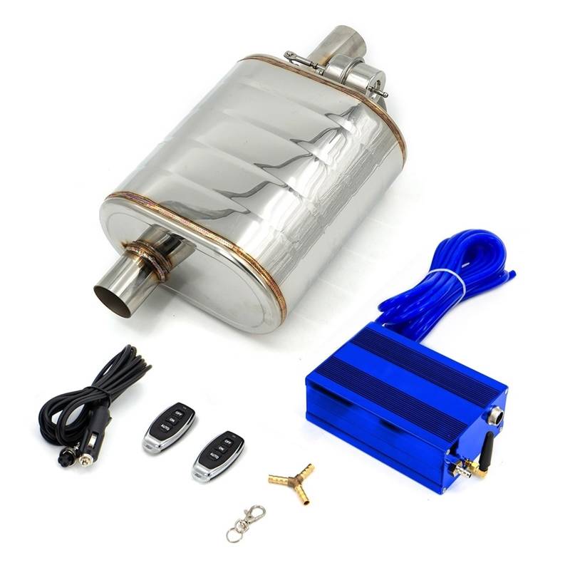 Auto Auspuff Endrohr 2 "/2,5"/2,75 "/3'' Zoll Auspuff Schalldämpfer Mit Dump Vakuum Ventil Edelstahl Auspuff Ausschnitt Fernbedienung Set Auspuff Endrohr(76MM Right With Pump) von LIANGBAOS