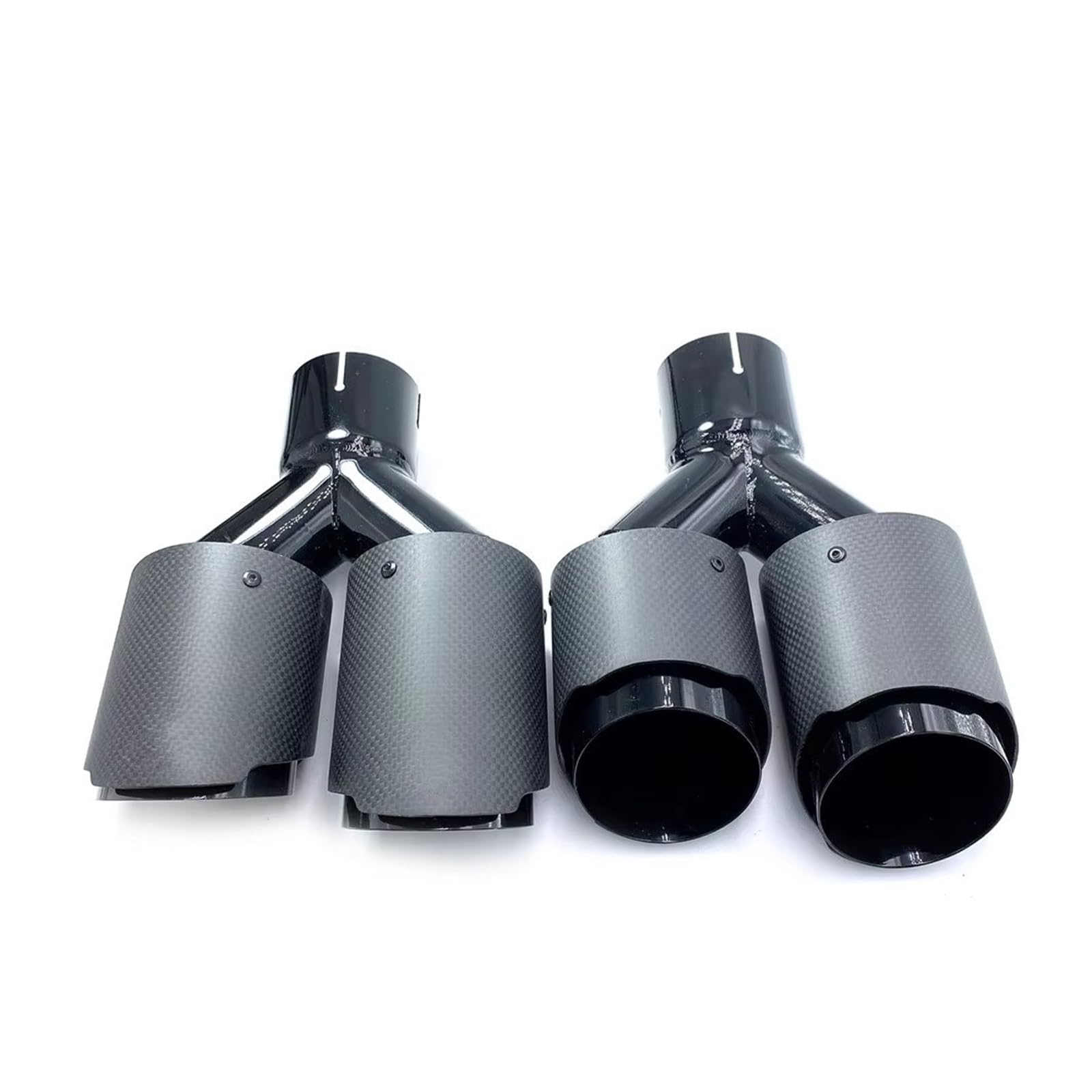 Auto Auspuff Endrohr 2-teilige Schalldämpferspitze Y-Form Doppelausgang Auspuffrohr Schalldämpfer Düsendekoration Universal Edelstahl Schwarz Auspuff Endrohr(ID 48mm-OD 89mm) von LIANGBAOS